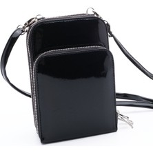 Desingshop Kadın Cüzdan Tasarımlı Postacı Çantası Siyah Rugan