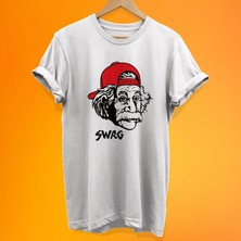 Remonz Einstein Baskılı %100 Pamuk Oversize T-Shirt Büyük Beden Tişört