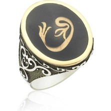 Harem Altın Gümüş Vav Harfi Erkek Yüzük