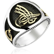 Harem Altın Gümüş Tuğralı Erkek Yüzük