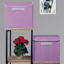 Rope Home Pembe Çizgili Kapaklı Kutu 30X30X30