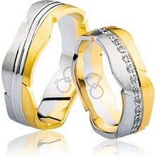 Harem Altın Sarı Beyaz Renk Altın Alyans 0902-3