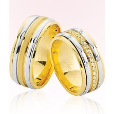 Harem Altın Beyaz Şeritli Altın Alyans 2204