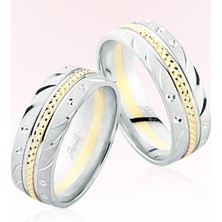 Harem Altın Beyaz Sarı Altın Alyans 6109