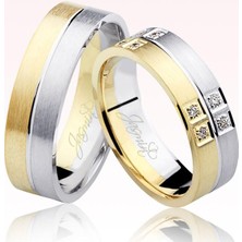 Harem Altın Sarı Beyaz Altın Alyans 1104-1