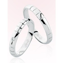 Harem Altın Beyaz Kareli Altın Alyans 5605