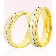 Harem Altın Sarı Beyaz Altın Alyans 6005