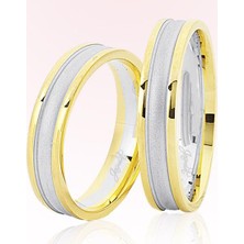 Harem Altın Sarı Beyaz Altın Alyans 6106