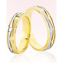 Harem Altın Sarı Beyaz Altın Alyans 7001