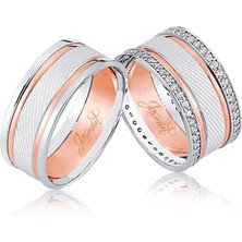 Harem Altın Rose Beyaz Altın Alyans  1404-3