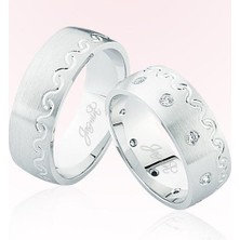 Harem Altın Beyaz Desenli Taşlı Altın Alyans 4507