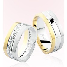 Harem Altın Taşlı Iki Renk Altın Alyans 2705