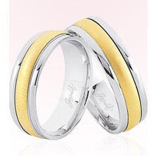 Harem Altın Sarı Beyaz Altın Alyans 8005