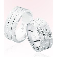 Harem Altın Beyaz Kareli Altın Alyans 4801