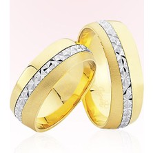 Harem Altın Sarı Beyaz Altın Alyans 7804