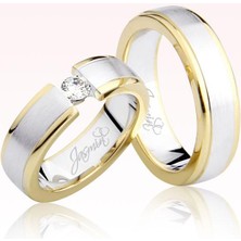 Harem Altın Beyaz Sarı Tektaş Altın Alyans 2004-3