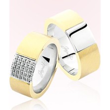 Harem Altın Iki Renk Taşlı Altın Alyans 1303-2