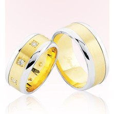 Harem Altın Kare Taşlı Altın Alyans 3502