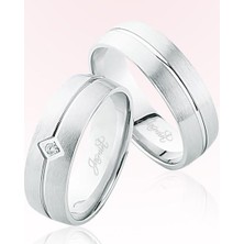 Harem Altın Beyaz Bombeli Altın Alyans 5608