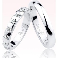 Harem Altın Beyaz Bombeli Taşlı Altın Alyans 1202-1