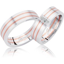 Harem Altın Rose Beyaz Bombeli Altın Alyans 2504-3