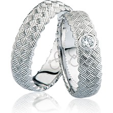 Harem Altın Hasır Desenli Taşlı Altın Alyans 0505-3