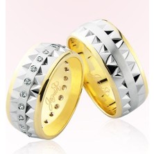 Harem Altın Zigzag Taşlı Altın Alyans 1506-2