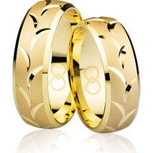 Harem Altın Sarı Desenli Bombeli Altın Alyans 3801-2