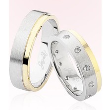 Harem Altın Sarı Beyaz Taşlı Altın Alyans 4602