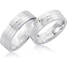 Harem Altın Beyaz Şeritli Altın Alyans 3005-3