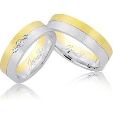 Harem Altın Sarı Beyaz Altın Alyans 3006-2