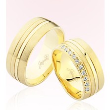 Harem Altın Sarı Taşlı Bombeli Altın Alyans 4202