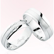 Harem Altın Beyaz Şeritli Taşlı Altın Alyans 4803