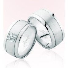 Harem Altın Dört Taşlı Beyaz Altın Alyans 1802