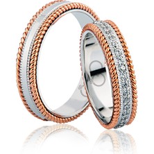 Harem Altın Beyaz Rose Renkli Altın Alyans 0303-3