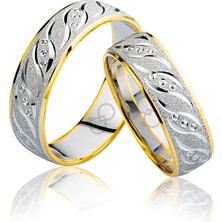 Harem Altın Sarı Beyaz Desenli Altın Alyans 3301-3