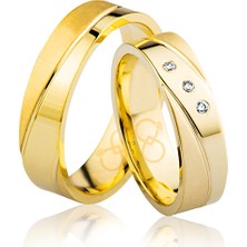 Harem Altın Üç Taşlı Sarı Altın Alyans 2404-1