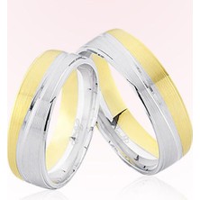 Harem Altın Sarı Beyaz Altın Alyans 7107