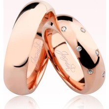 Harem Altın Rose  Bombeli Taşlı Altın Alyans 1405-1