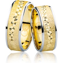 Harem Altın Sarı Beyaz Altın Alyans 3702-2