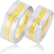 Harem Altın Sarı Beyaz Altın Alyans 3503-3