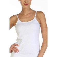 Çift Kaplan Kadın Ribana Ip Askılı Beyaz Atlet 723 3'Lü Paket