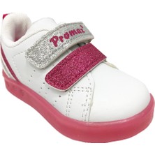 Promax 1739 Işıklı Simli Deri Bebe Spor Ayakkabı 21-25