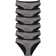 Royaleks 6 Adet Leopar Desenli Likralı Yumuşak Dokulu Kadın Slip Külot