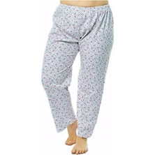 Seher Yıldızı Bayan Tek Alt Pijama Çiçek Desenli Kışlık Battal Boy