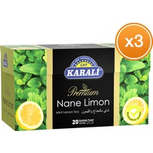 Karali Çay Premium Bardak Poşet Nane Limon Çayı 20'li x 3 Paket