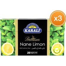 Karali Çay Premium Bardak Poşet Nane Limon Çayı 20'li x 3 Paket