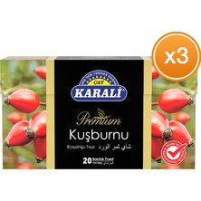 Karali Çay Premium Bardak Poşet Kuşburnu Çayı 20'li x 3 Paket