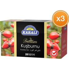 Karali Çay Premium Bardak Poşet Kuşburnu Çayı 20'li x 3 Paket