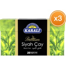 Karali Çay Premium Bardak Poşet Siyah Çay 20'li x 3 Paket